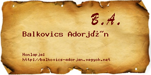 Balkovics Adorján névjegykártya